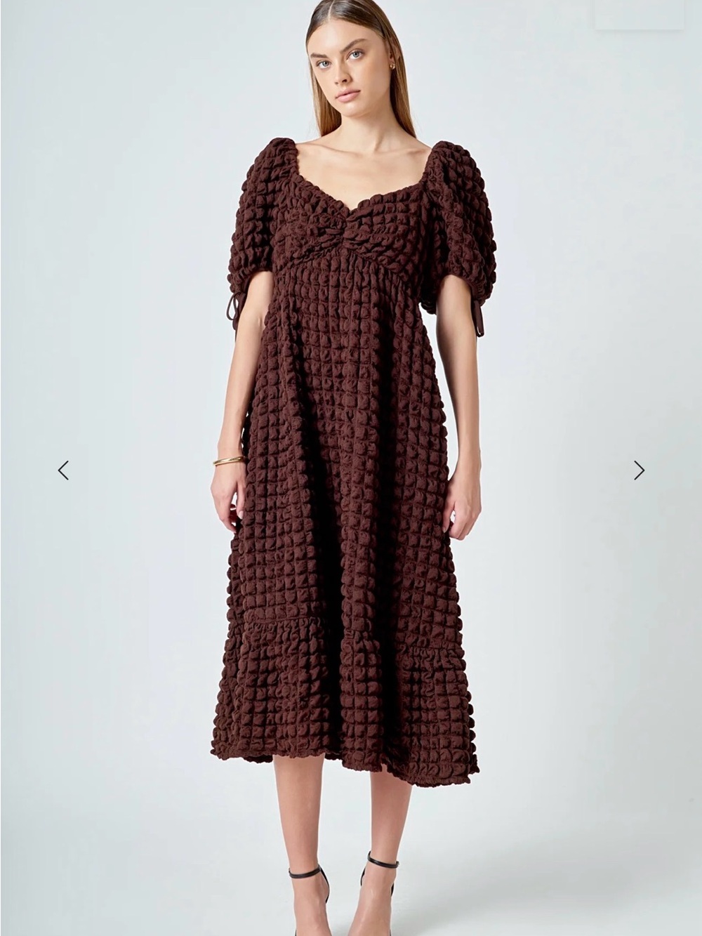 BUBBLE PUFF SLEEVE MAXI DRESS